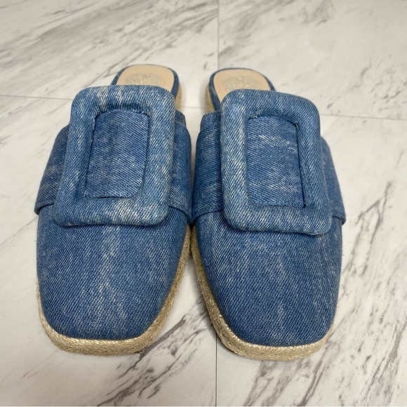 Vince Camuto Jinannie Stonewash Denim Square Toe Espadrille Mule 7 1/2 M - Picture 9 of 13